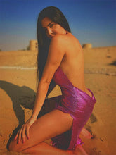 Kalani Metal Mesh Maxi Dress In Hot Pink